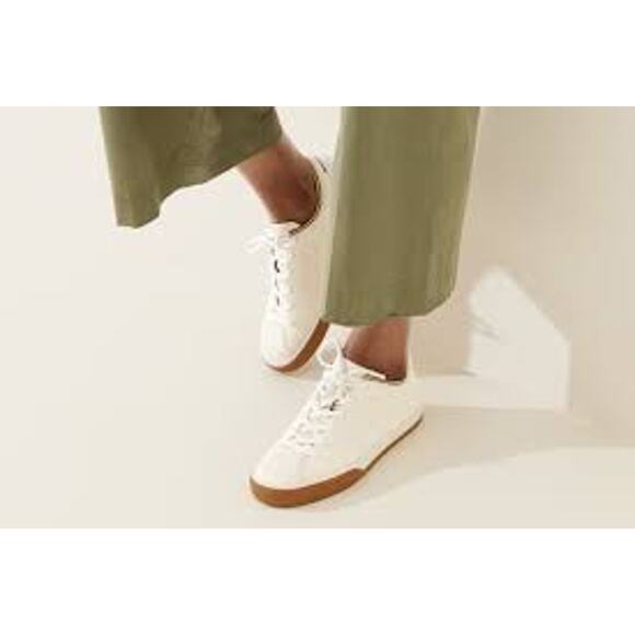 Rothy’s The Lace up Sneaker Womens Size 8 Vanilla Blue Woven Discontinued HTF - Picture 3 of 12